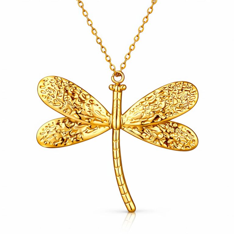 18K gold plated stainless steel necklace with pendant on white background