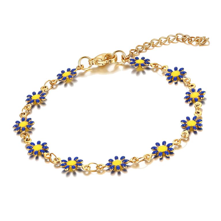 18K gold plated stainless steel Flower Meadow bracelet with enamel design