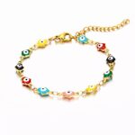 18K gold plated evil eyes bracelet with enamel on stainless steel