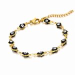 18K gold plated evil eye bracelet with stainless steel and enamel detailing