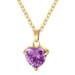 18K gold plated heart necklace with cubic zirconia on stainless steel chain