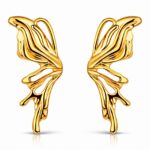 18K gold plated stainless steel butterfly stud earrings