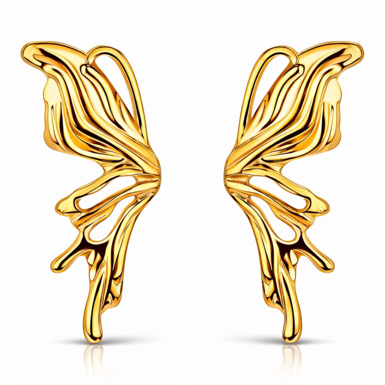18K gold plated stainless steel butterfly stud earrings