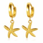 18K gold plated stainless steel starfish earrings close-up