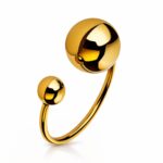 Adjustable 18K gold plated stainless steel ring on white background