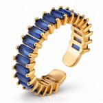 Adjustable 18K gold plated stainless steel ring with cubic zirconia