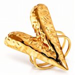 Adjustable 18K gold plated stainless steel heart ring on white background