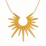 18K gold plated stainless steel necklace with pendant on white background