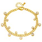 Close-up of 18K gold plated stainless steel bracelet with cubic zirconia