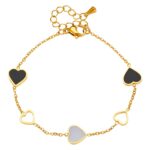 Close-up of 18K gold plated stainless steel hearts bracelet