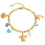 18K gold plated stainless steel turtle bracelet close-up