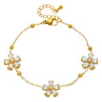 Flower Meadow bracelet with cubic zirconia on gold plated stainless steel
