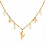 18K gold plated stainless steel dolphin necklace front view
