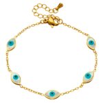18K gold plated stainless steel Evil Eyes bracelet close-up