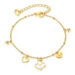 18K gold plated stainless steel hearts bracelet close-up