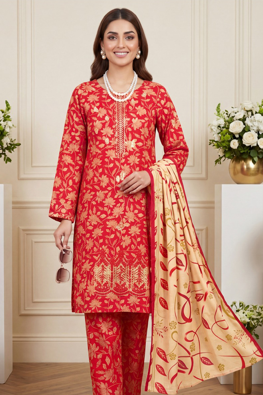 908ed6153b3cd1431a37e57391ed9ce4.jpg Aneela’s premium red embroidered lawn suit front view