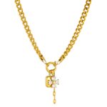18K gold plated flower necklace with cubic zirconia pendant