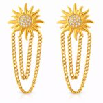 18K gold plated Suns stud earrings with cubic zirconia front view