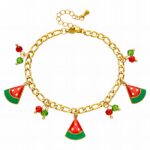 18K gold plated watermelon stainless steel bracelet front view