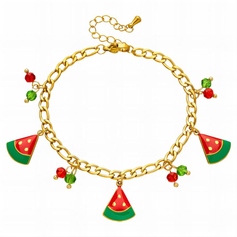 18K gold plated watermelon stainless steel bracelet front view