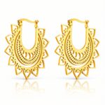 Close-up of 18K gold plated stainless steel heart earrings