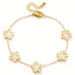 Close-up of 18K gold plated Flower Meadow stainless steel bracelet