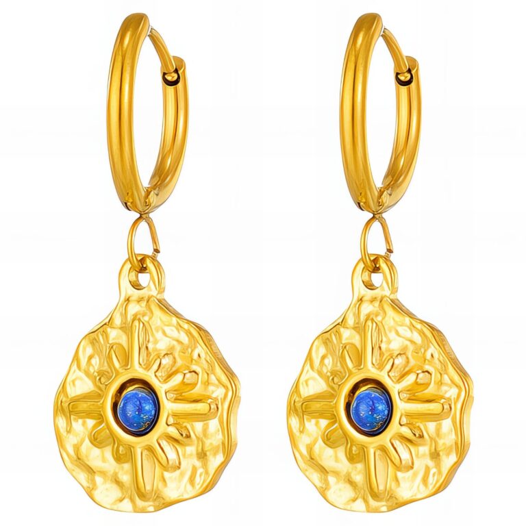 18K gold plated stainless steel earrings front view