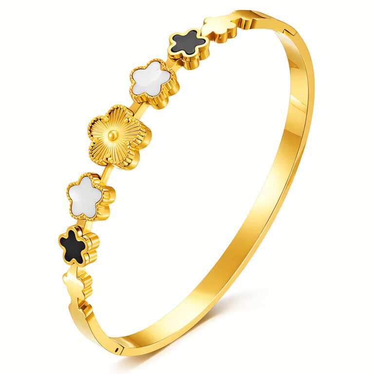18K gold plated flower meadow bracelet front view