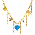 18K gold plated stainless steel hearts necklace front view