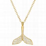 18K gold plated stainless steel necklace with cubic zirconia pendant