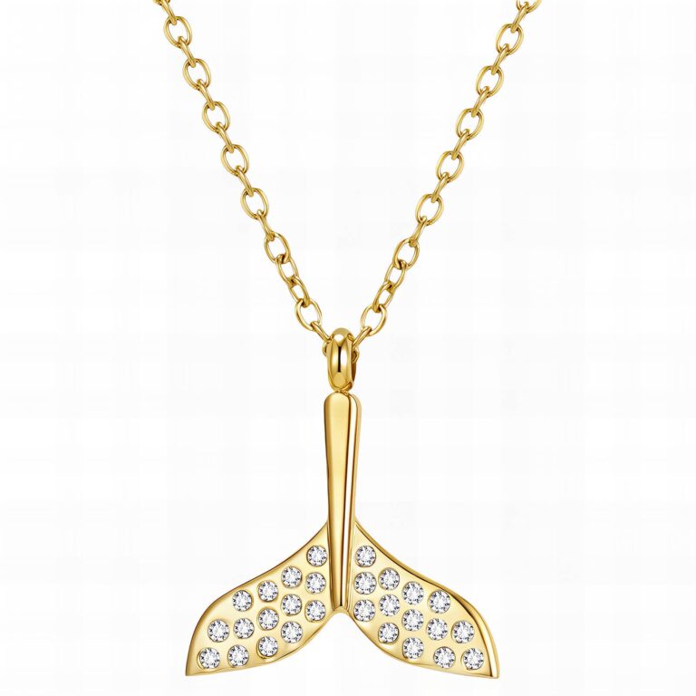 18K gold plated stainless steel necklace with cubic zirconia pendant