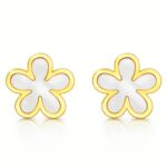 Flower Meadow 18K gold plated stainless steel stud earrings front view
