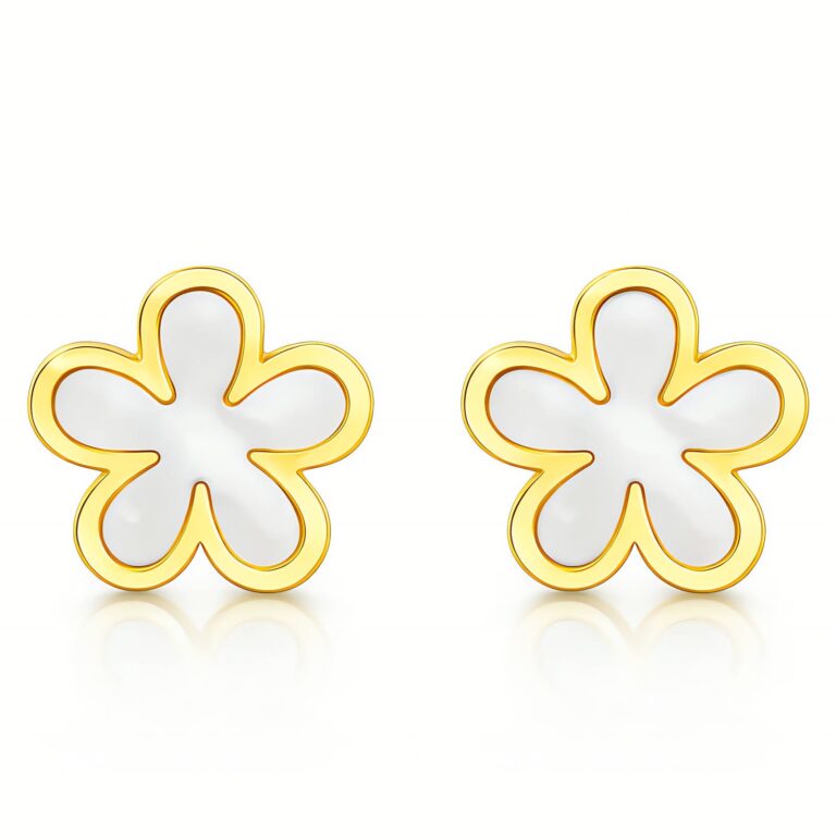 Flower Meadow 18K gold plated stainless steel stud earrings front view