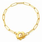 18K gold plated stainless steel flower bracelet on white background