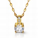 18K gold plated stainless steel necklace with cubic zirconia pendant