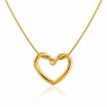18K gold plated stainless steel heart necklace with lobster claw clasp