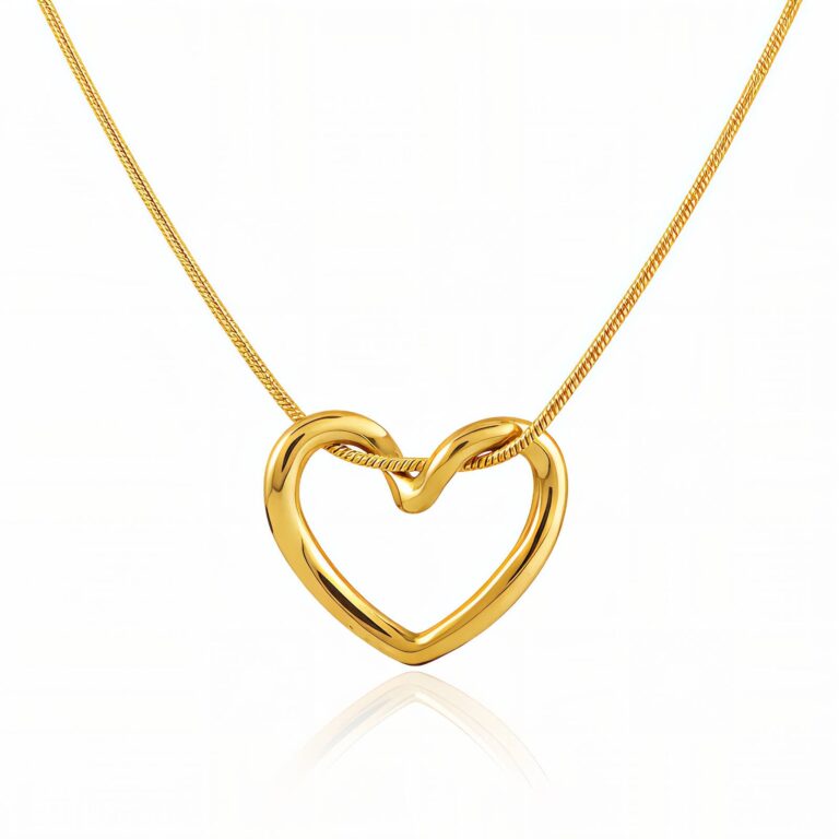 18K gold plated stainless steel heart necklace with lobster claw clasp
