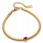 18K gold plated stainless steel heart bracelet with cubic zirconia accents