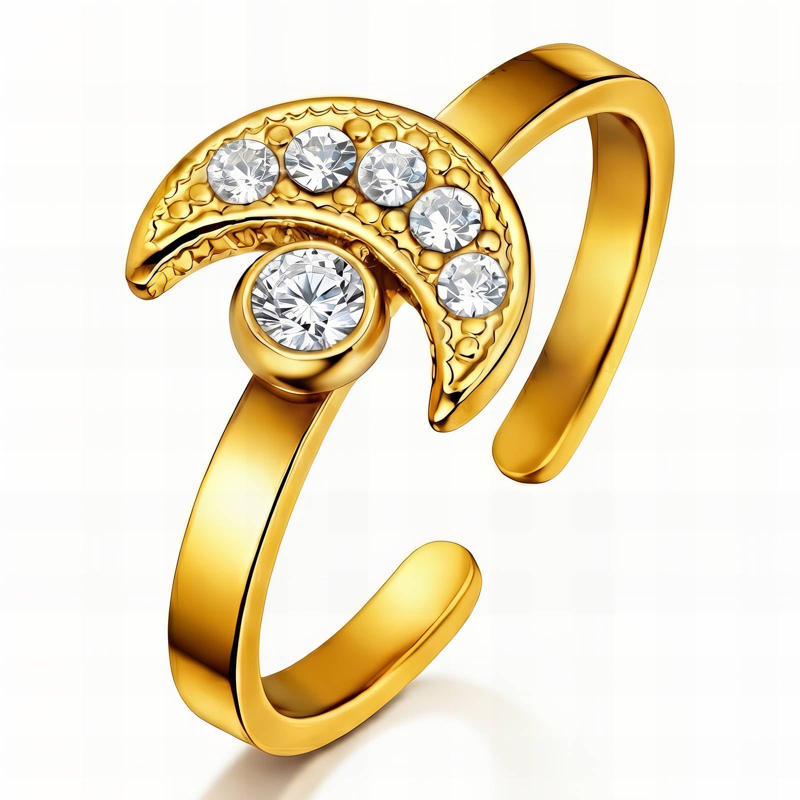 91241-0_new_145532 Adjustable 18K gold plated stainless steel ring with cubic zirconia stones