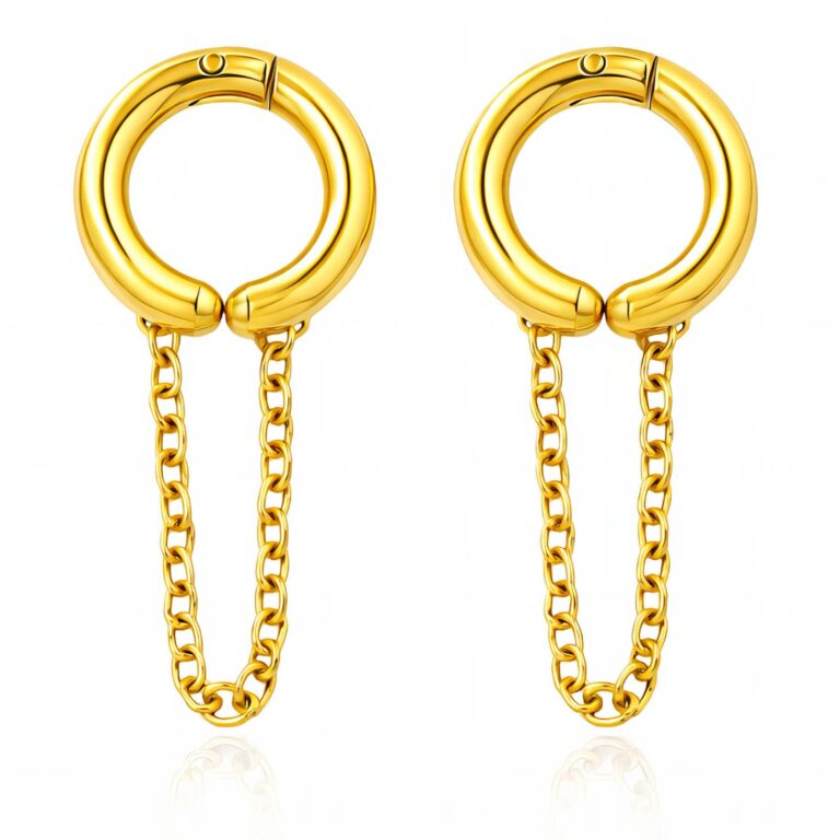 18K gold plated stainless steel Congo earrings front view
