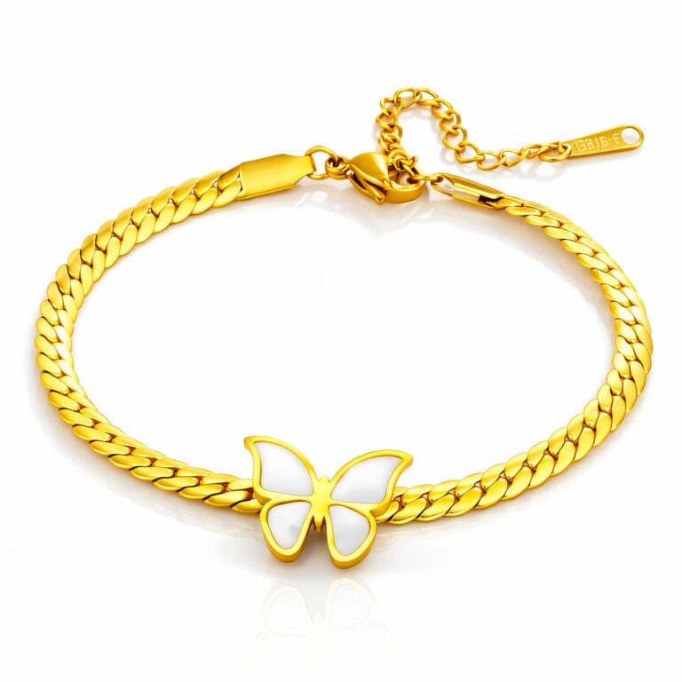 Butterfly bracelet with 18K gold plating on stainless steel