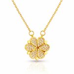 18K gold plated flower necklace with cubic zirconia pendant on white background