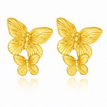 18K gold plated stainless steel butterfly stud earrings