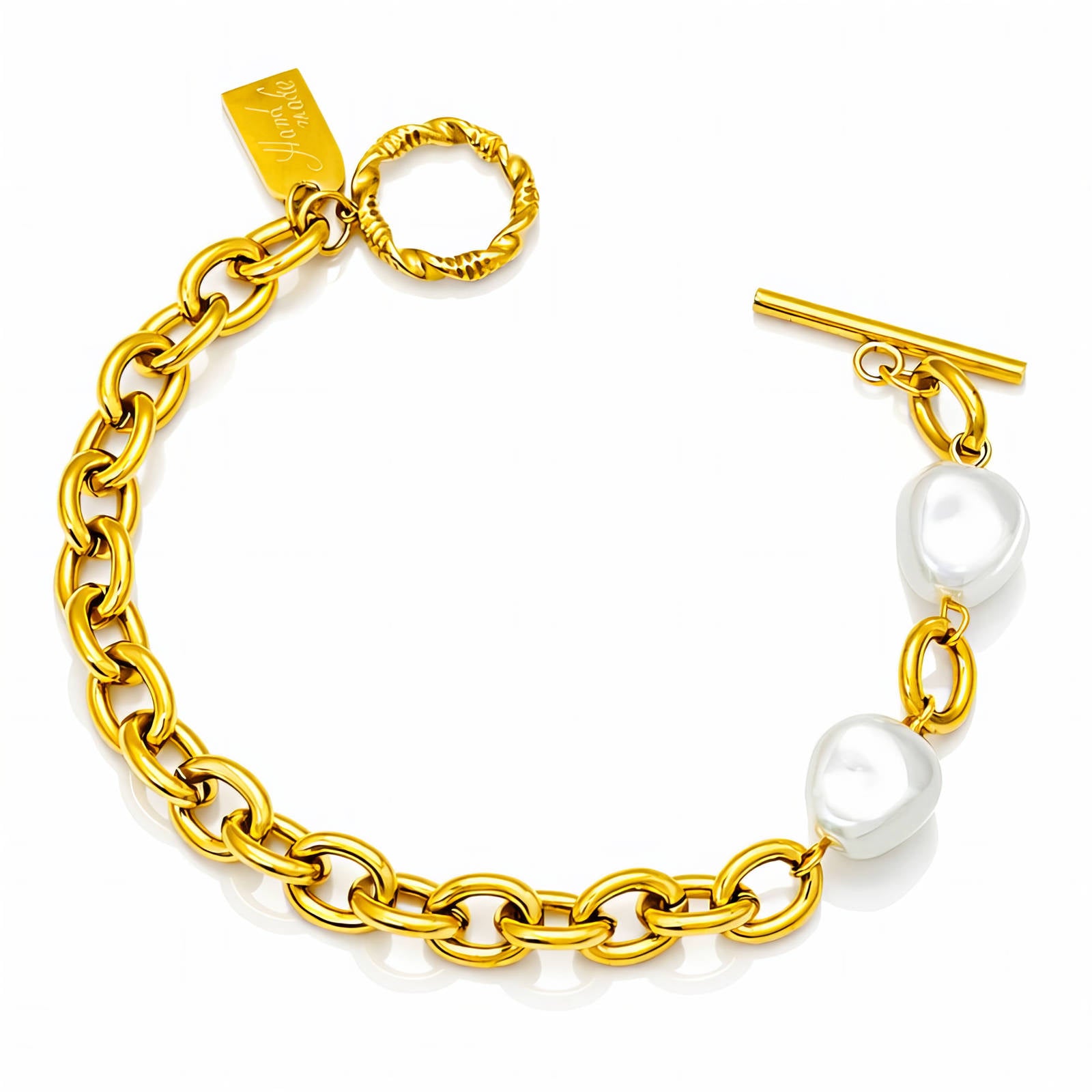 91313-0_1518591006 18K gold plated stainless steel bracelet with imitation pearls