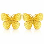 18K gold plated stainless steel butterfly stud earrings front view