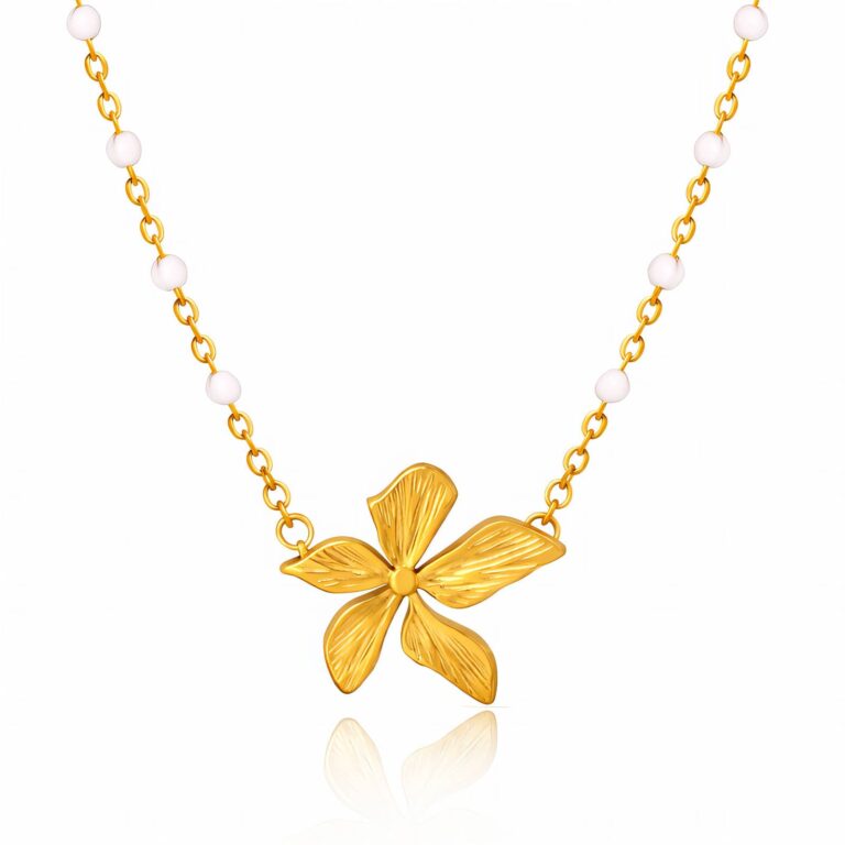 18K gold plated stainless steel necklace with lobster claw clasp and pendant