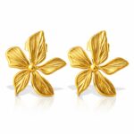 18K gold plated stainless steel flower stud earrings