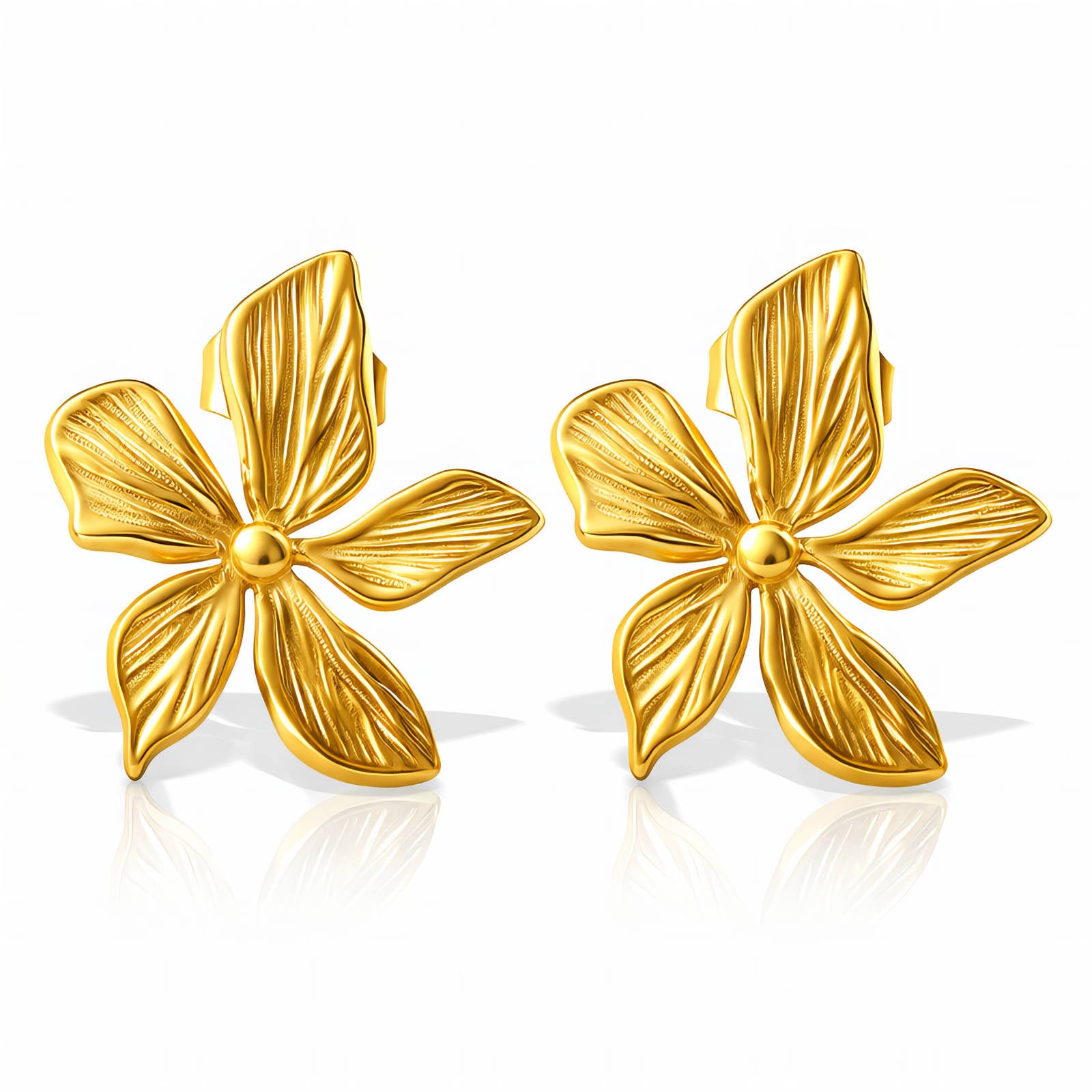 91325-0_151842862 18K gold plated stainless steel flower stud earrings