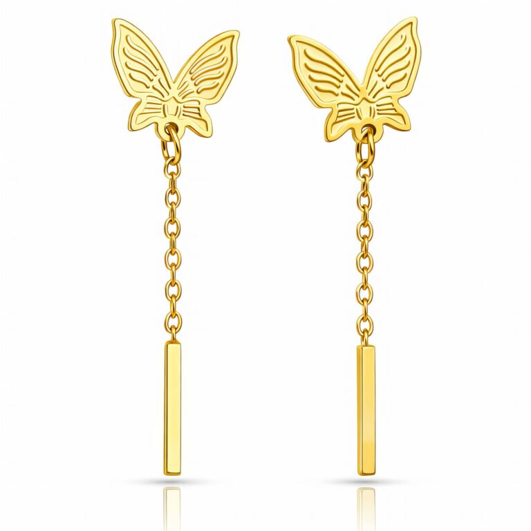 18K gold plated stainless steel butterfly stud earrings