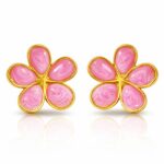 18K gold plated stainless steel flower earrings front view